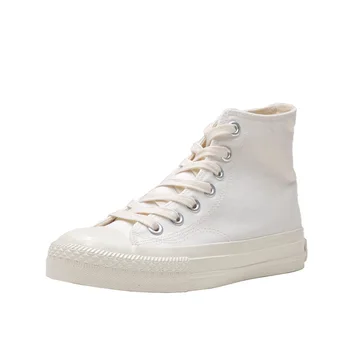 SWYIVY Nefes kanvas ayakkabılar Kadın Ayakkabı Platformu Flats Bayanlar Dantel-Up Beyaz Sneakers vulkanize ayakkabı Tuval rahat ayakkabılar 1