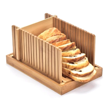 2022 Yeni Katlanabilir Bambu Ahşap ekmek dilimleyici Kesici Tost Ekmek Kesme Kılavuzu Dilimleme Makinesi Kek Simit
