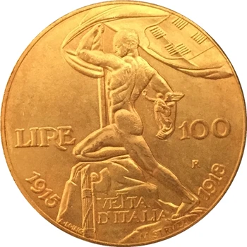 24-K Altın kaplama 1925 İtalya 100 Lire paraları kopya 2
